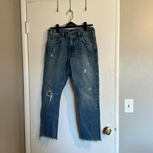 Levi's Womens Cropped Jeans Distressed Raw Hem - 30